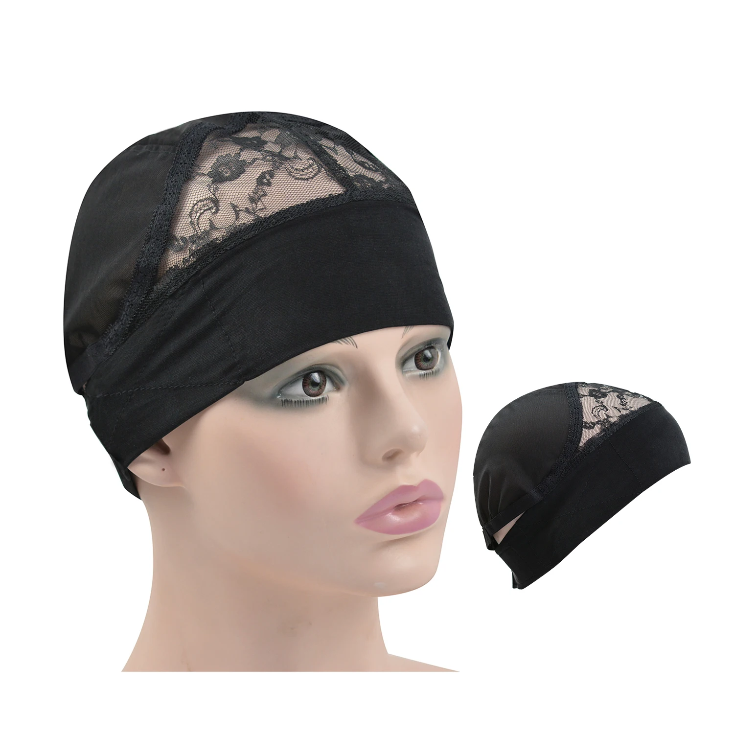 

1 Pc Headband Wig Cap Lace Mesh Wig Caps Wig Grip Cap with Adjustable Elastic Band for Wigs (Black)