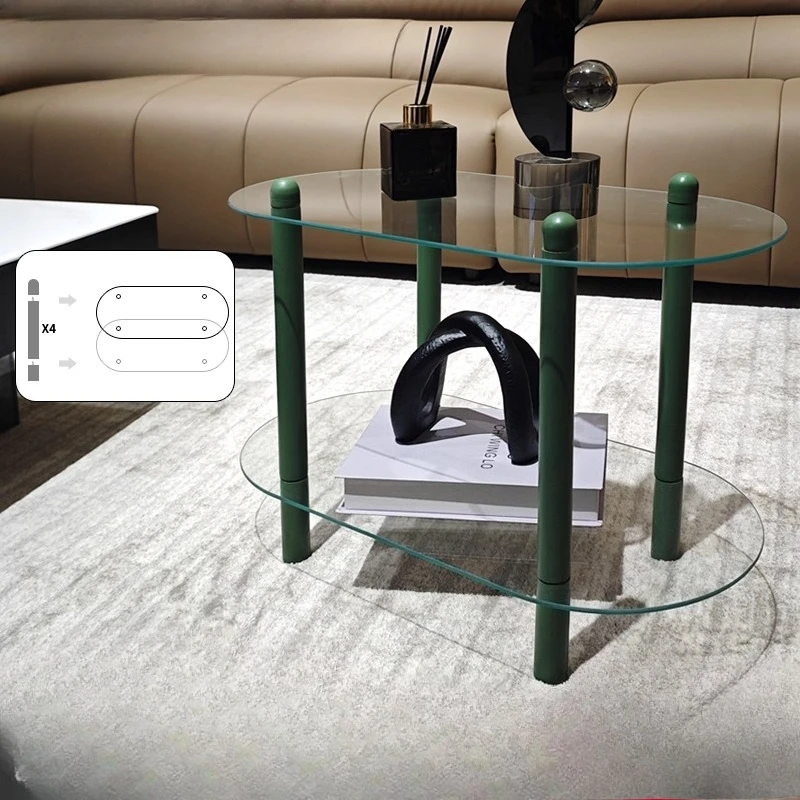 Tempered glass oval small coffee table