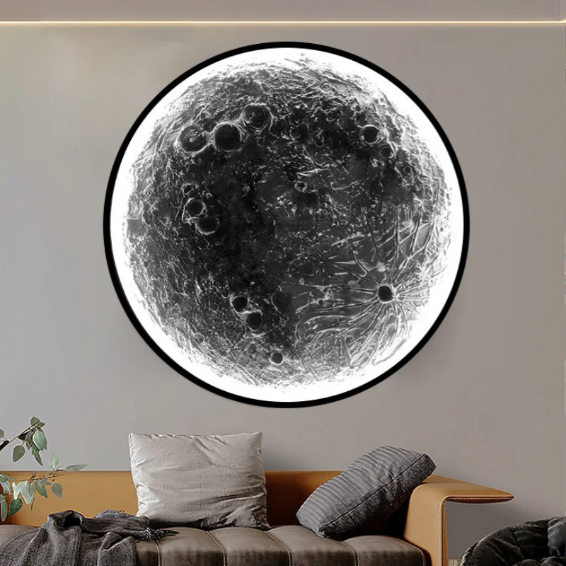Modern Crater 3D Wall Lamp Luxury Round Three-Dimensional Relief Moon Design Embellished Home Decoration 3 Color Mural Lamp