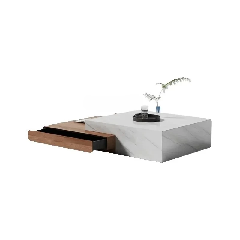 

yh Italian style, hall household rock slab solid wood coffee table combination, modern, large and small apartment table