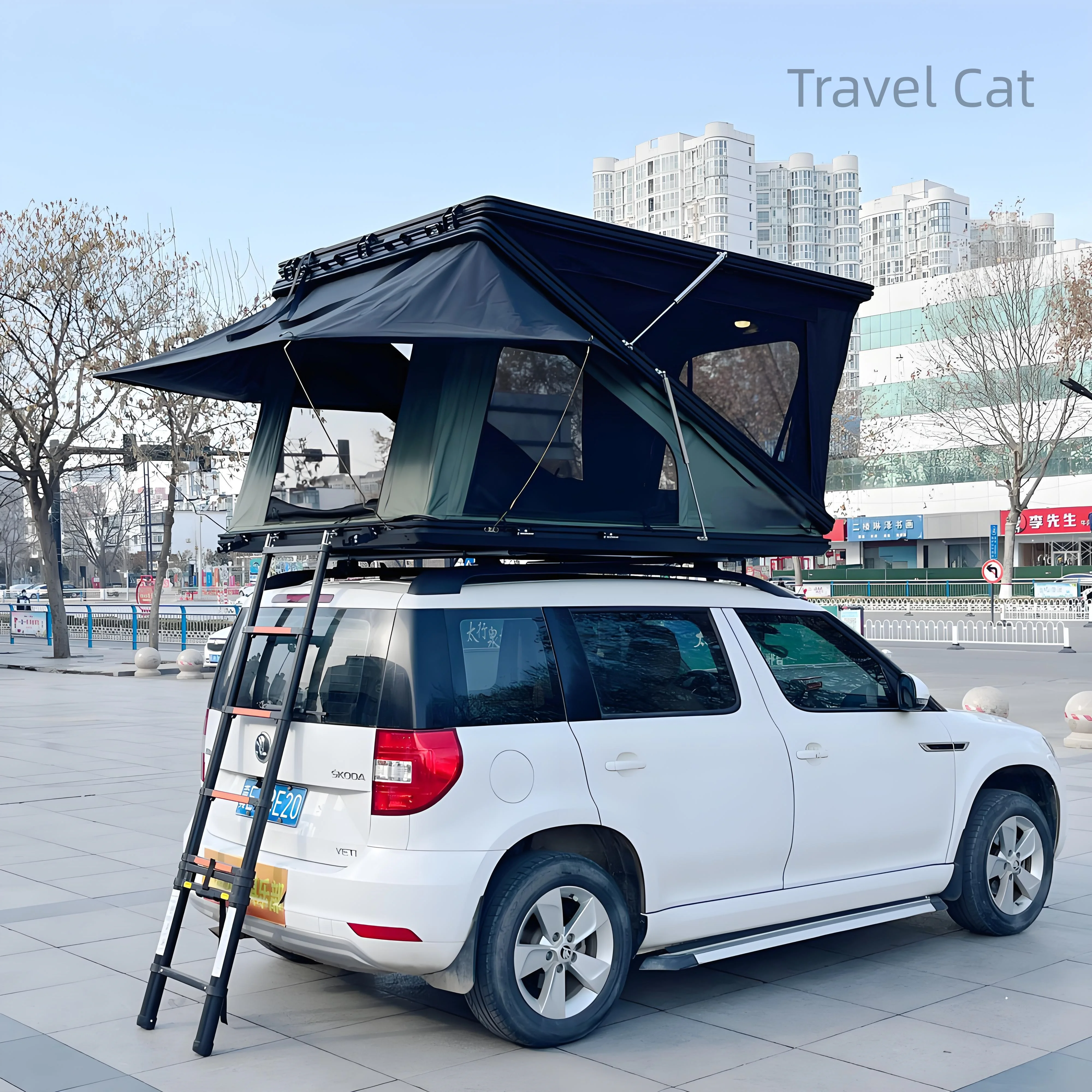 

Travel Cat Rooftop Tent Hard Shell Roof Top Tent Hardshell Suitable for Jeep SUV Truck Van 3-4 Person