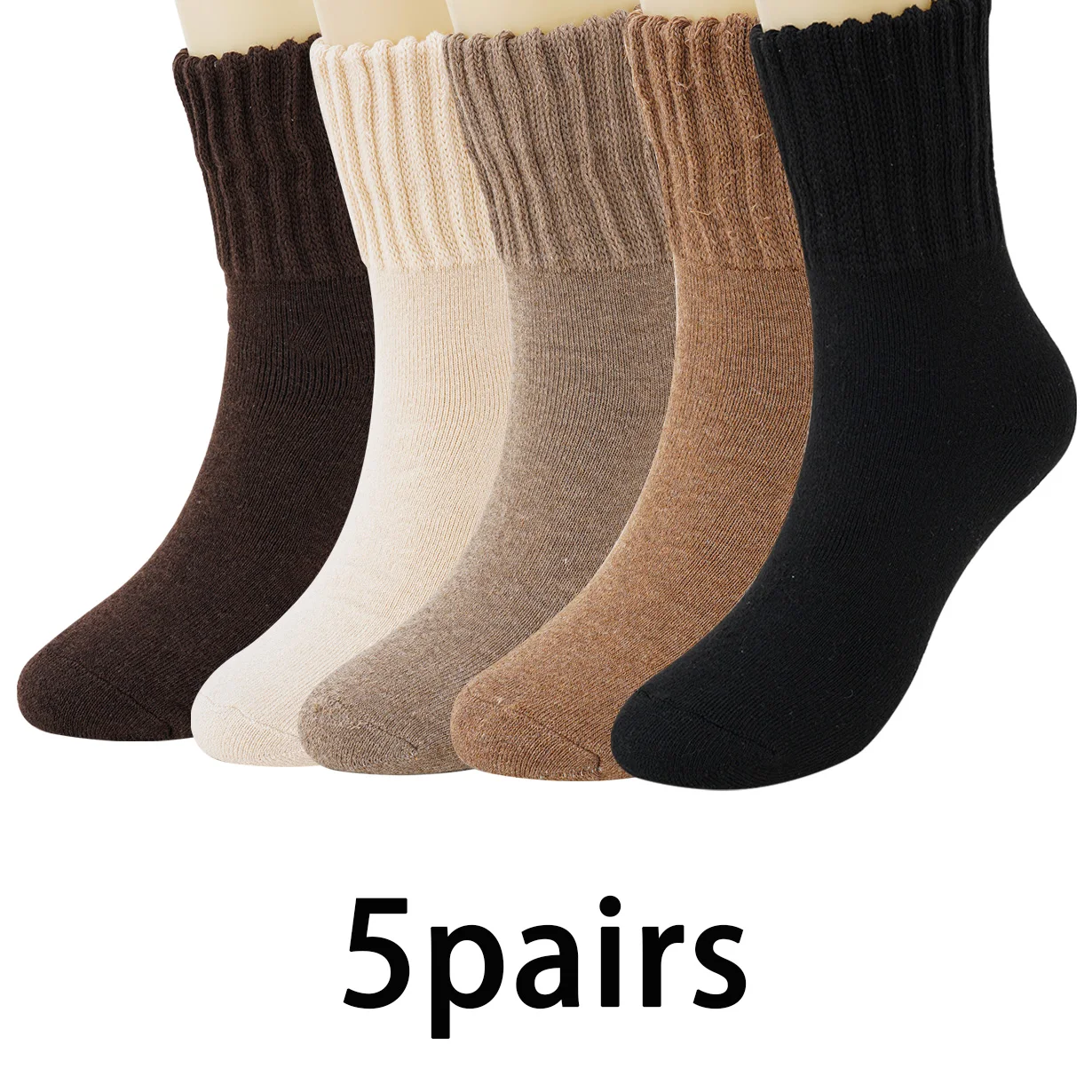 

5 пар термоносков: очень толстые нескользящие вязаные зимние теплые носки с полной подушкой для женской модной одежды