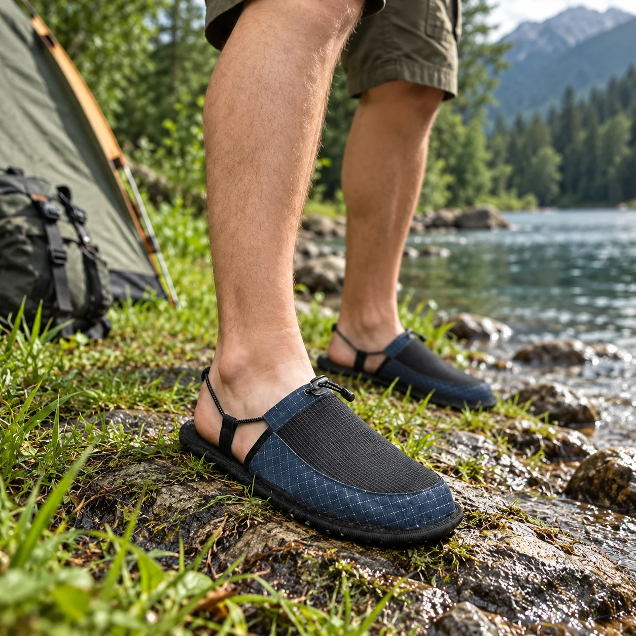 Outdoor Hiking Portable Slippers, Ultra-Light Foldable and Easy to Store, Non-Slip Quick-Dry Beach Shoes, Hotel Travel Camping Casual Slippers