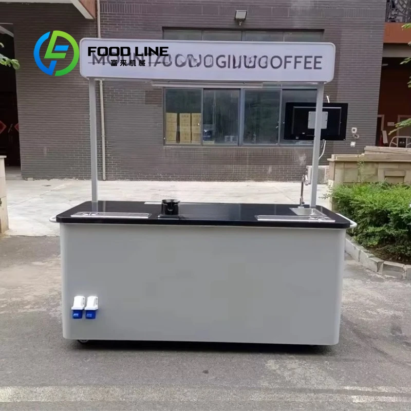 Customized Commercial Mini Mobile Snack Cart Hand Push Trolley with Freezer Street Vending Machine for Shaved Rolled Ice Cream