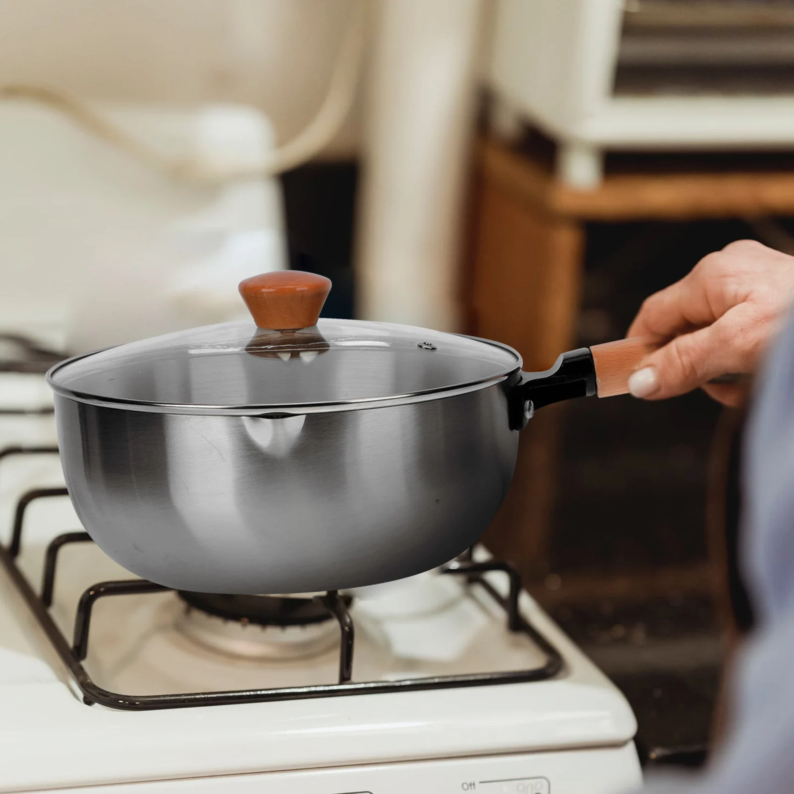

Stainless Steel Milk Pot Small Size Cooking Kitchen Noodle Pan Flat Bottom Heat Conduction Easy Clean Storage Soup