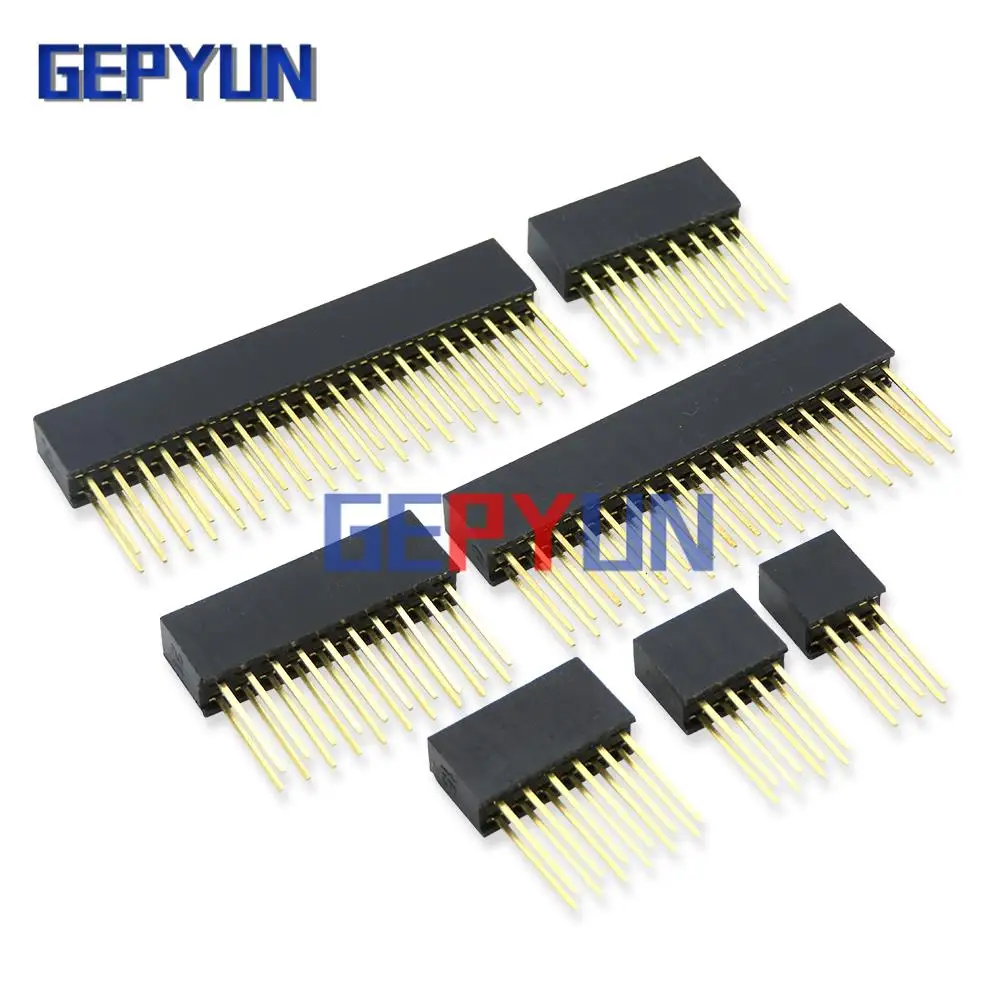 10PCS 2.54mm Double Row Female Long Pin 11mm Breakaway PCB Board Pin Header Socket Connector 2x3 2x4 2x6 2x8 2x10 2x18 2x20 Pins