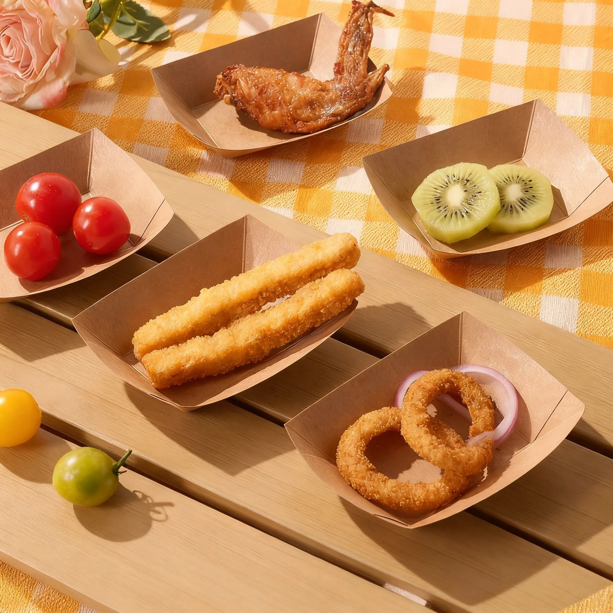 40 Pack 1.5 Lb Paper Food Trays, Mini Disposable Kraft Boat, Paper Food Serving Tray for Snack Dessert Taco Nacho Disposable Paper Boat, Serving Boats, Food Holder Trays for Snacks French Fries Nacho