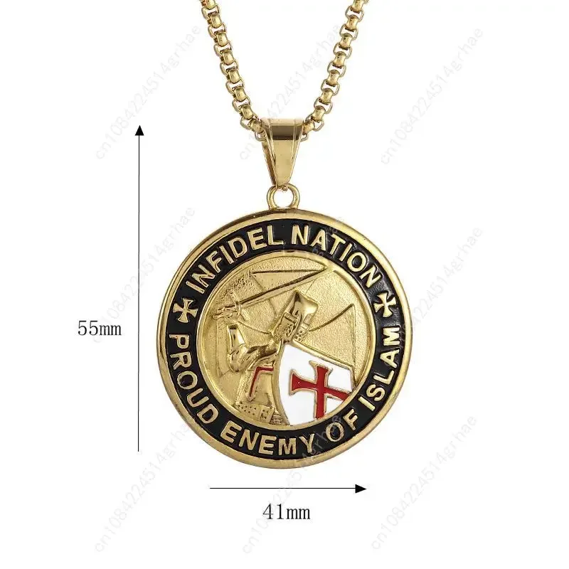 뉴 온리즈다 쿨 남성용 펜던트 스테인리스 스틸 레드 아머 쉴드 기사단 십자군 십자가 목걸이 펑크 주얼리