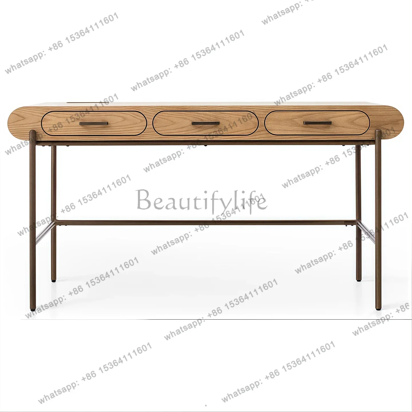 YJ French Solid Wood Desk Vintage Study Table Home Office Desk Designer Retro Computer Desk