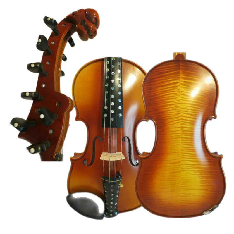 

Hand made flames 4*10 strings carving scroll Violin 4/4 rich sweet sound #14234