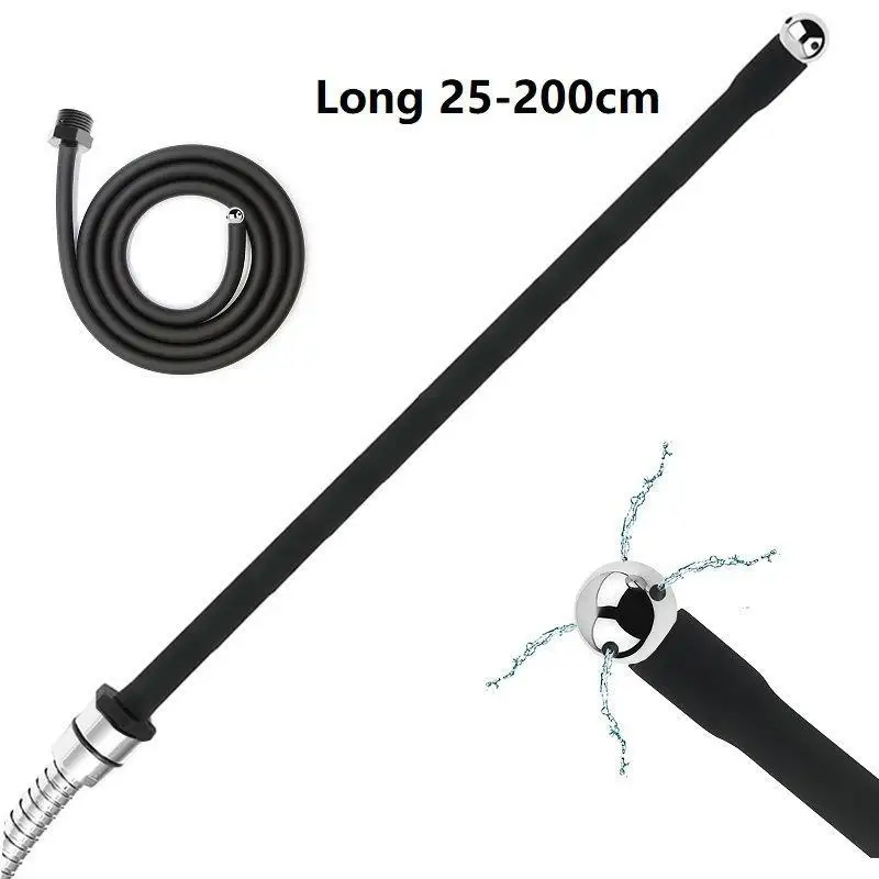 【HB】25 To 200cm Long Douche Silicone Enema Syringe Anal Shower Cleaning Head Anal Beads Butt Plug Nozzle Tip Faucet Attachment - view 2