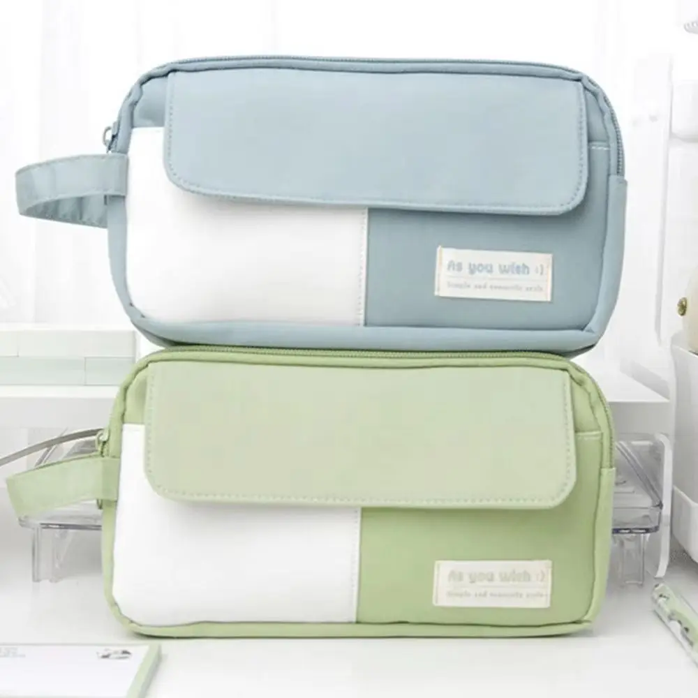 3 Layer Portable Pen Pouch Large Capacity Anti Fouling Pencil Case Wear-resistant Zipper Pen Bag Office School Supplies