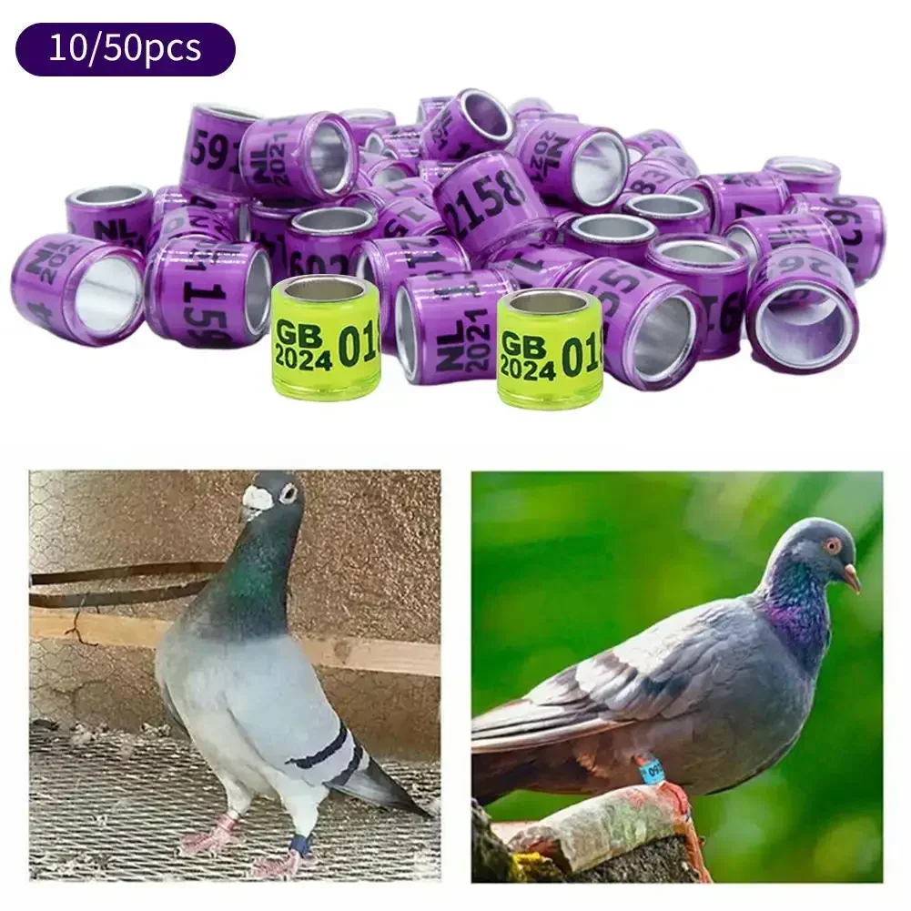 10/50Pcs 2024 8mm Pigeon Foot Ring Aluminum Plastic Material Bird Foot Ring with Numbers Multicolor Optional Bird Supplies