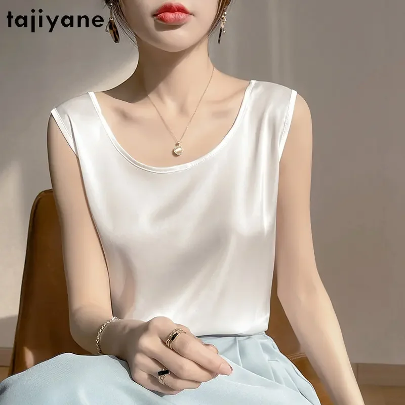 

Ayunsue 2024 Elegant Acetate Tank Top Women V-neck Tops For Women Summer Clothes Sleeveless Top Women Pure Color Soft Tanks Tpp