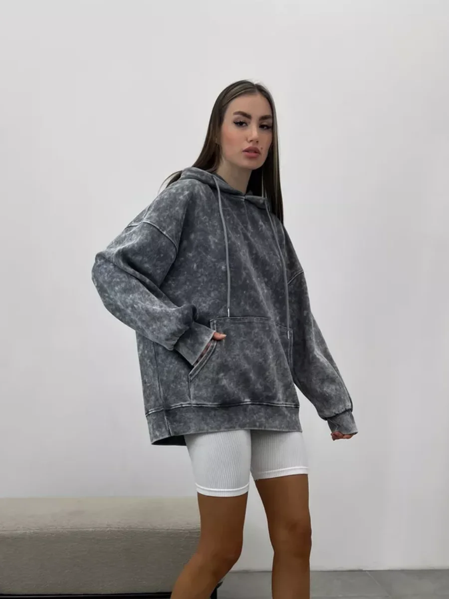 Autumn And Winter Thick Women's Loose Hoodie street Retro Vintage Punk Y2K American Design, Letter Rhinestone Sweatshirt