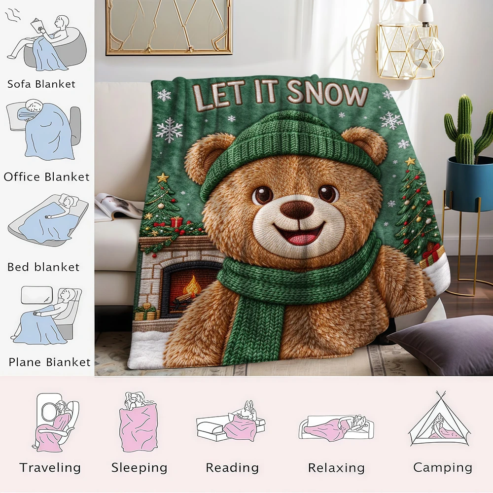Stitch Orange Winter Warm Flannel Fleece Blanket Thick Soft Cozy Throw Blanket for Winter Bed Couch Plush Bedspread - view 6