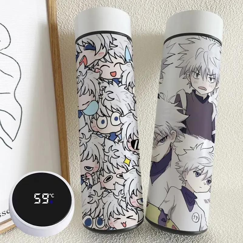 Hunter X Hunter Killua botol air portabel Pria Wanita, botol air Stainless Steel tampilan temperatur cerdas