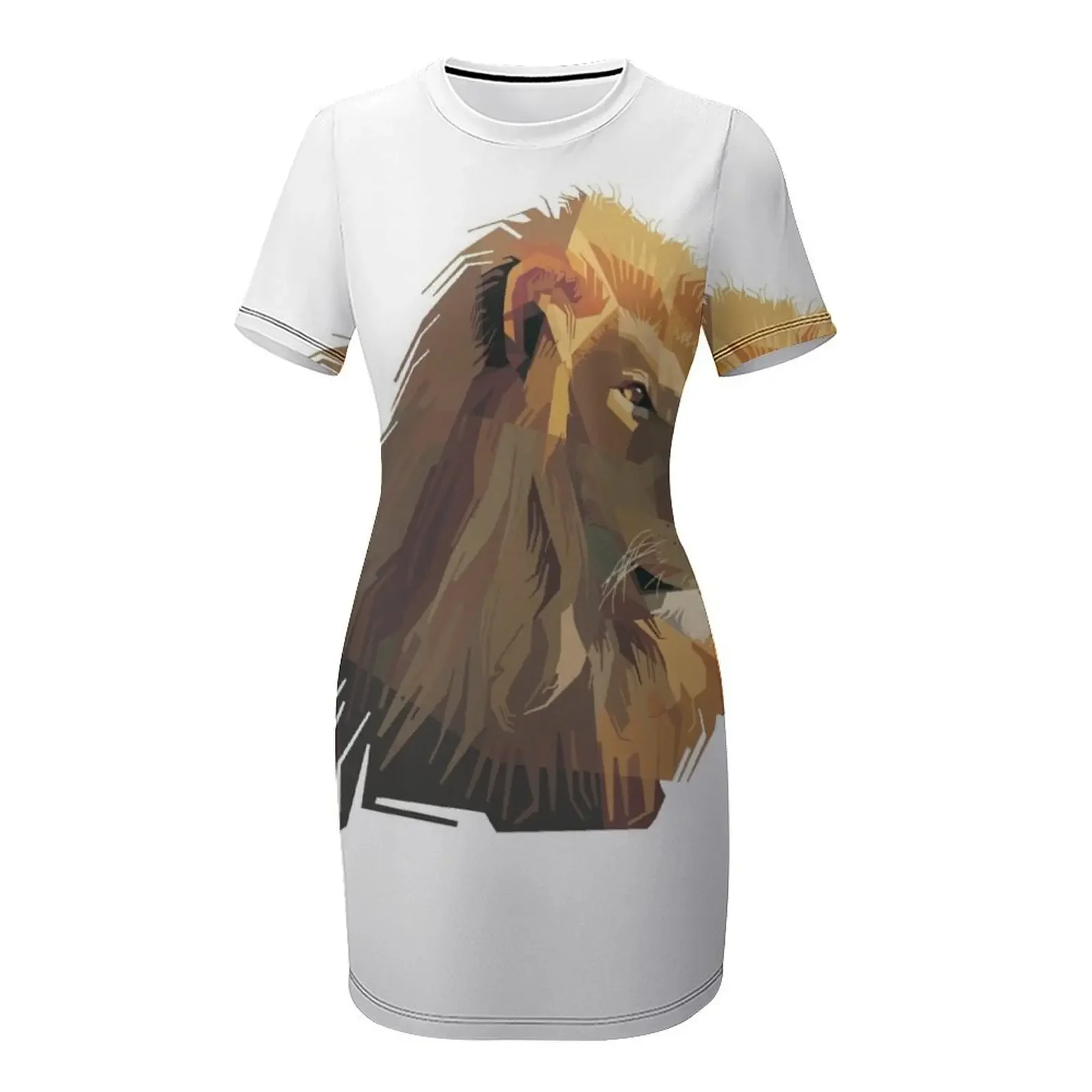 Disegno di leone di una testa di leone Testa di leone leo Abito a maniche corte vestito da donna vestito da ballo estivo 2025 vestiti estivi per le donne