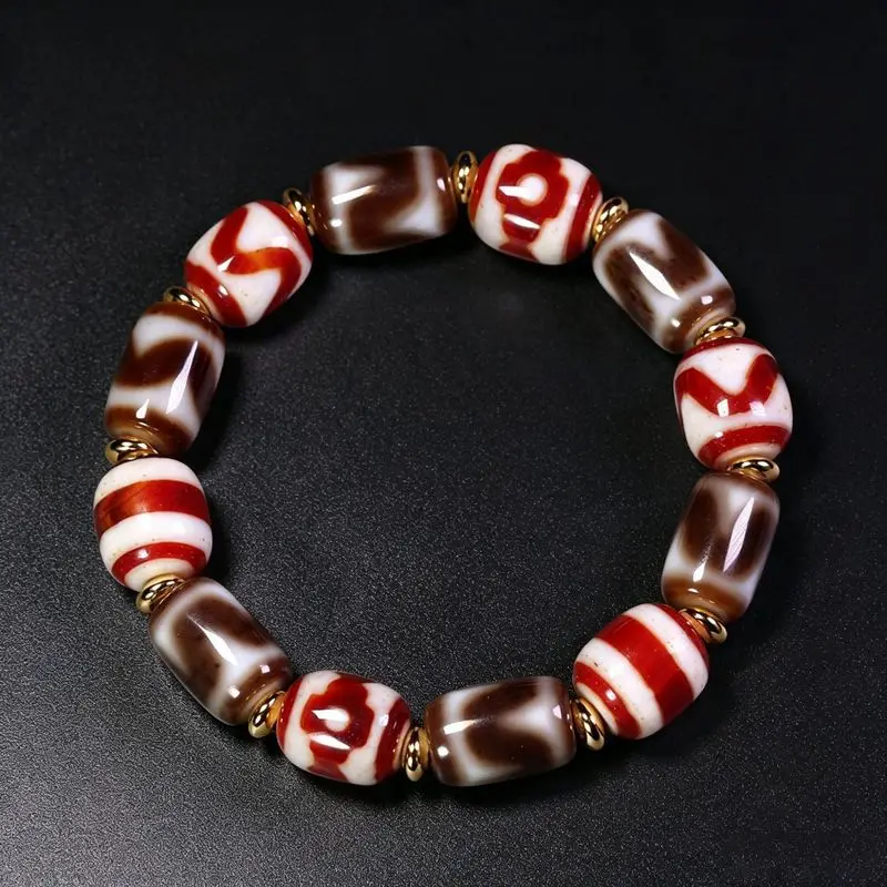 of polished  oil-rubbed agate chalcedony multi-treasure tiger's tooth and beads