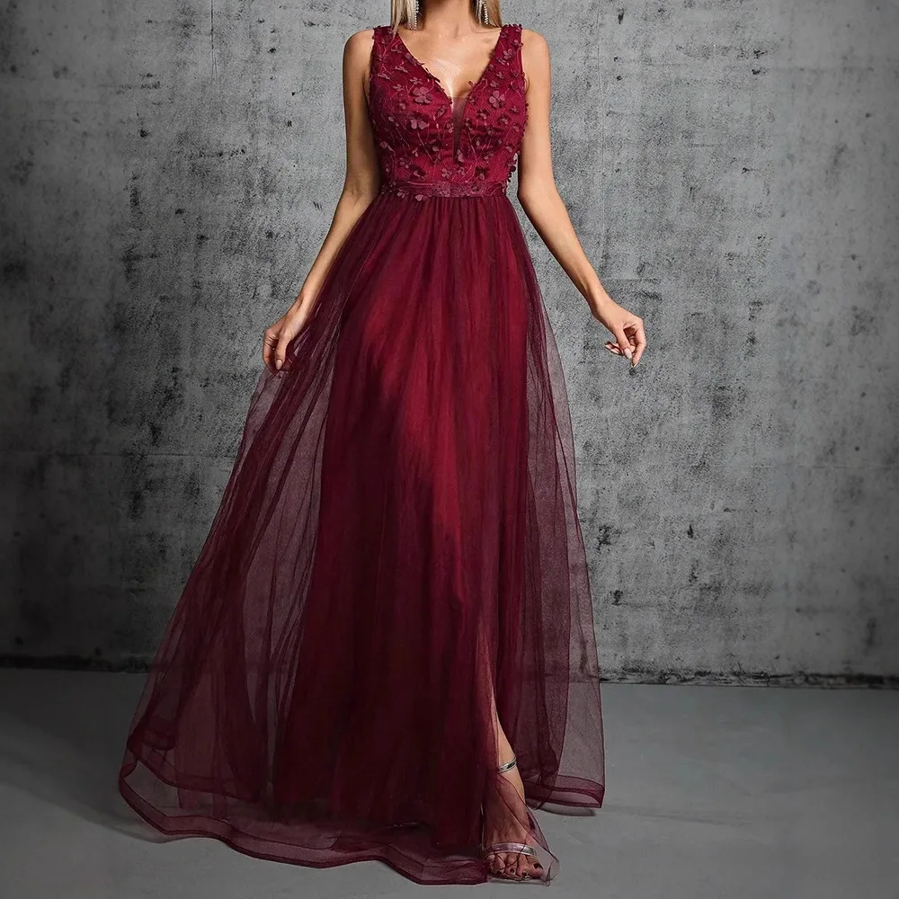 

Женские новые стильные женские вечерние платья с v-образным вырезом без рукавов, длинная юбка трапециевидной формы, модное платье для выпускного вечера, встречи, халат, Vestidos