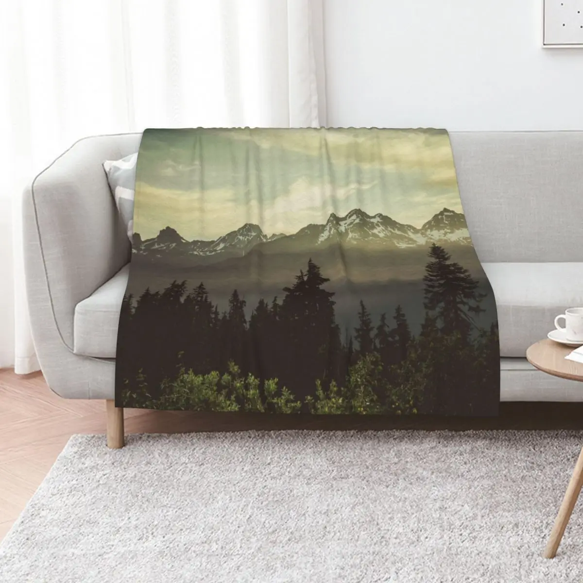 Pacific Northwest Sunrise - Northern Cascade Mountain Forest Throw Blanket warm for winter christmas decoration Thin Blankets