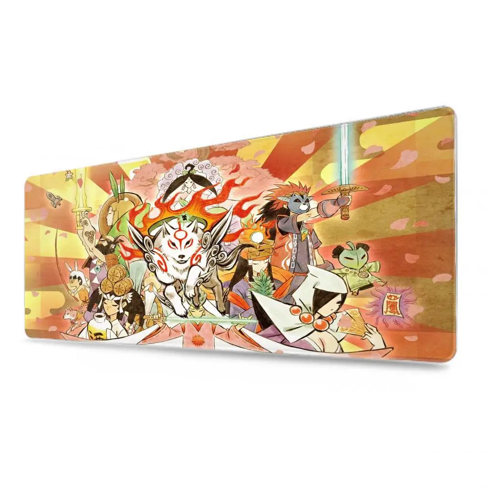 Okami HD Mouse Pad Tablet mouse Pad Laptop xl desktop mate, cute HD Rainbow Gaming keyboard pad, Player, 90x40