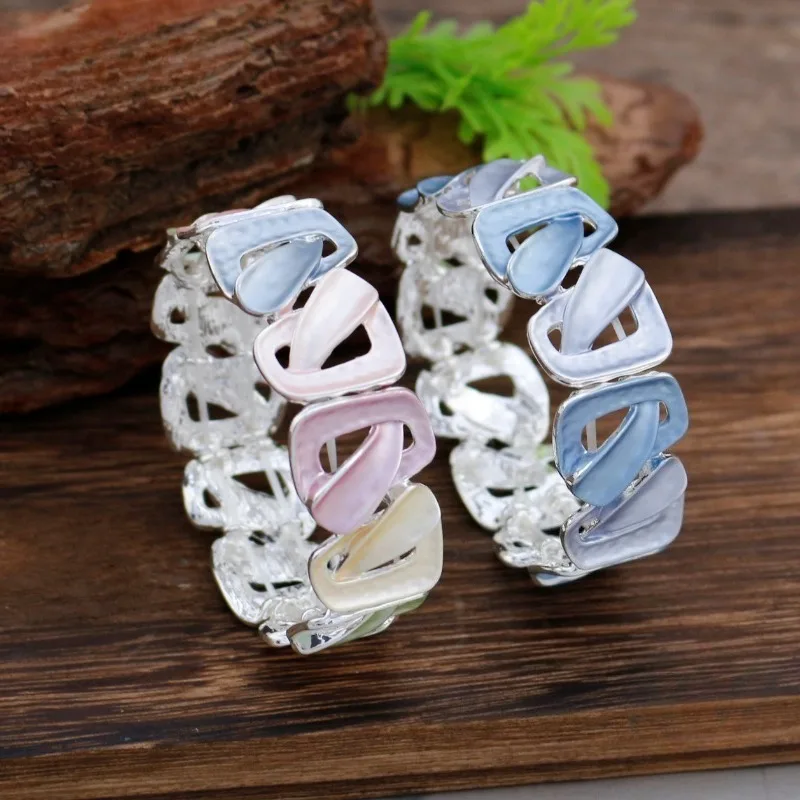 Geometric Hollow Line Alloy Bracelet Hand-Painted Oil Creative Random Shape Women's Elastic Bracelet
