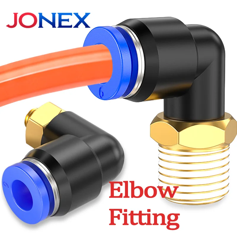 5PCS Pneumatic Elbow Fitting Connectors Push In Connection for Air Tube Hose OD 4mm 6mm 8mm 10mm 12mm M5 1/8 1/4 3/8 1/2 Thread