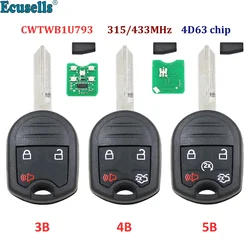 3/4/5 Button Remote Key Fob for Ford Expedition Explorer Taurus Flex 315/433MHz with 4D63 80bit Chip FCC: CWTWB1U793