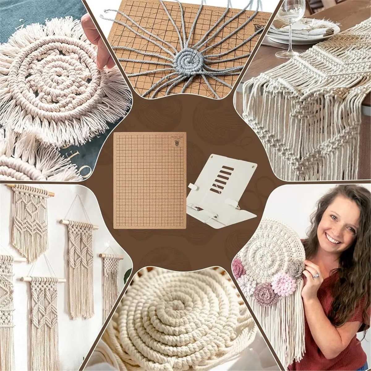 NEW 12x16 Inch Double Side Macrame Project Board with Metal Adjustable Holder, Macrame Board, for Knotting Braiding Cording