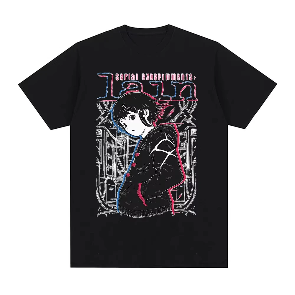 Camiseta de anime Serial Experiments Lain, camisetas informales de manga corta de algodón puro para hombres y mujeres estilo Iwakura Lain Manga
