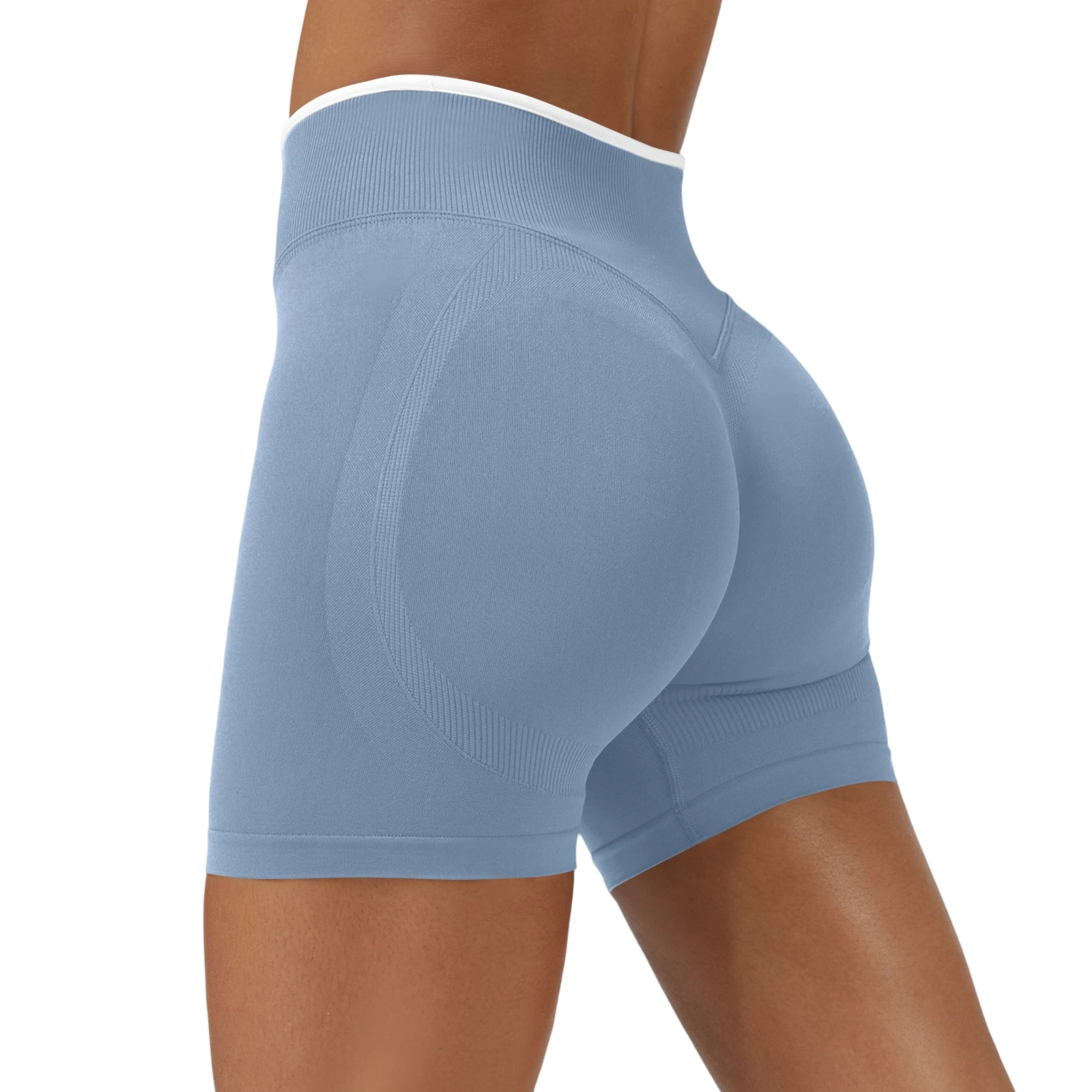 

Шорты для йоги с высокой талией, подтягивающие ягодицы, бесшовные, с цветными вставками, контурные, эластичные, для тренировок, повседневные, спортивные, стройнящие, активные шорты