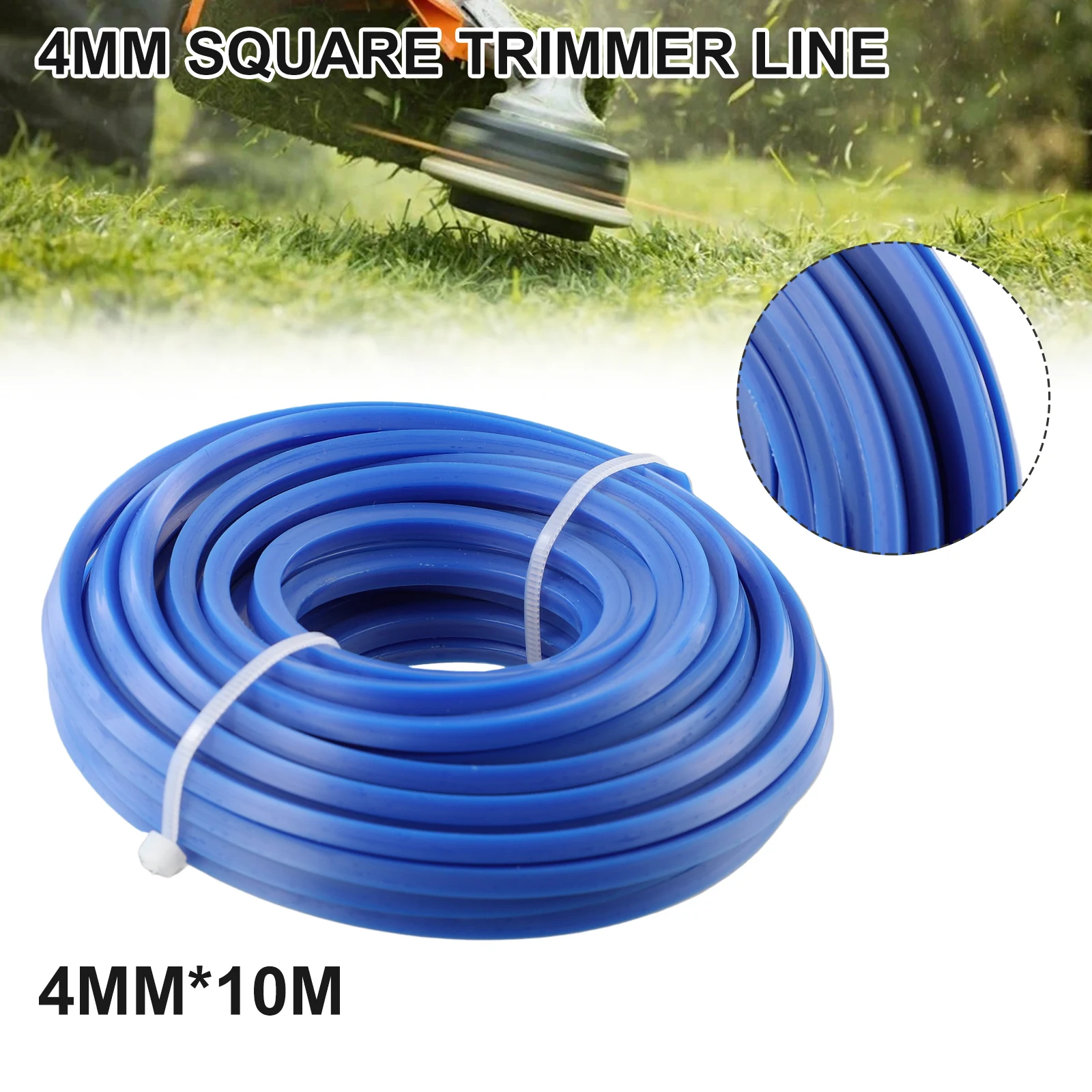 1pc Trimmer Line 4mm Nylon Square Lawn Mower Cord 10M For Lightweight Manual Feed Electric Trimmers Garden Power Tool Parts