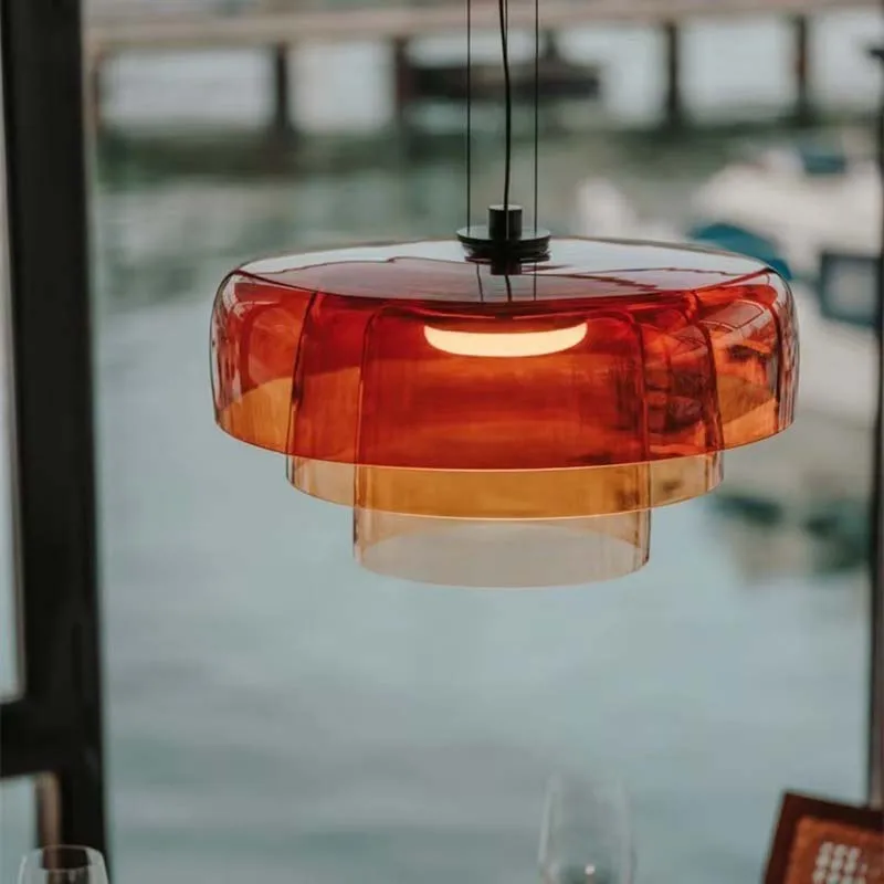 

Nordic LED Single/double/three Layer Hanging Lamp Rotundity Glass Chandelier Bedroom Restaurant Study Living Room Pendant Light
