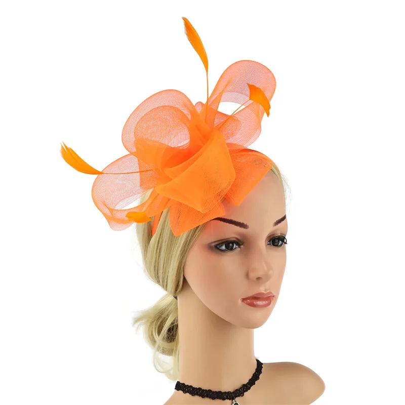Neuer Braut-Fascinator-Schleifenhut mit Stirnband und Clips, Jockey-Zylinder mit Federn, Hochzeit, Cocktail, Teeparty, Kopfbedeckung für Frauen – Detail 16