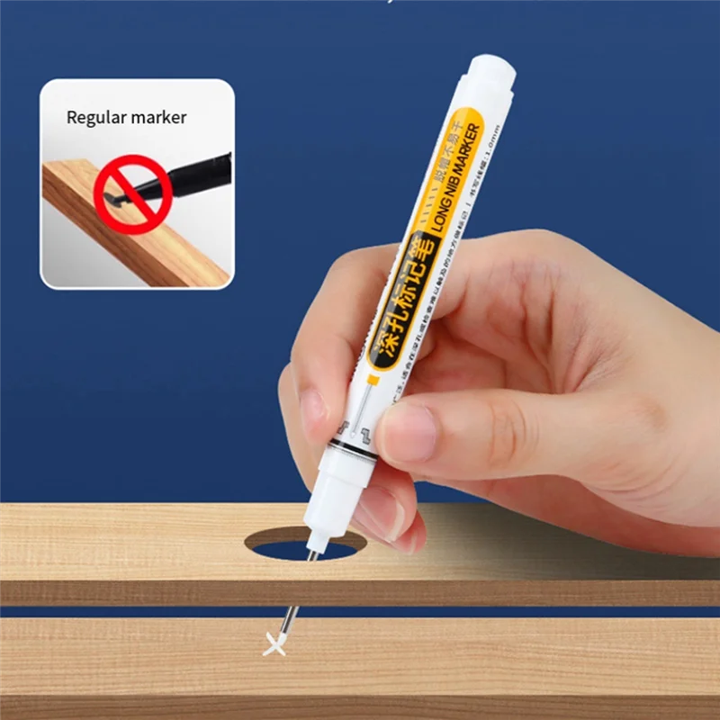 ABRE-5PCS Deep Hole Long Nib-Head Marker For Metal Perforating Pen Waterproof Woodworking Decoration Multi-Purpose