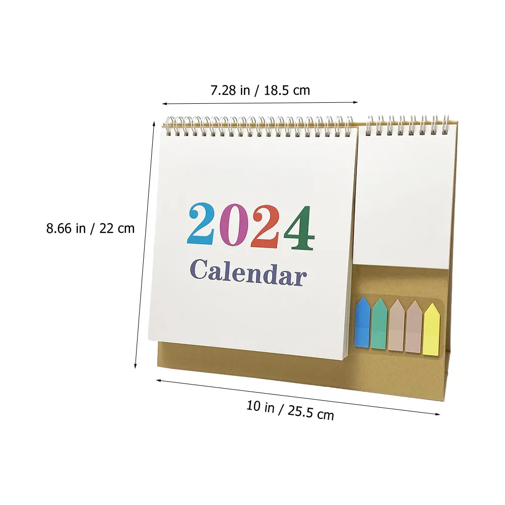 Multifunctional 2024 Desk Calendar Paper Desktop Calendar Office Standing Monthly Planner Notepad Tabletop Home Furnishing Decor