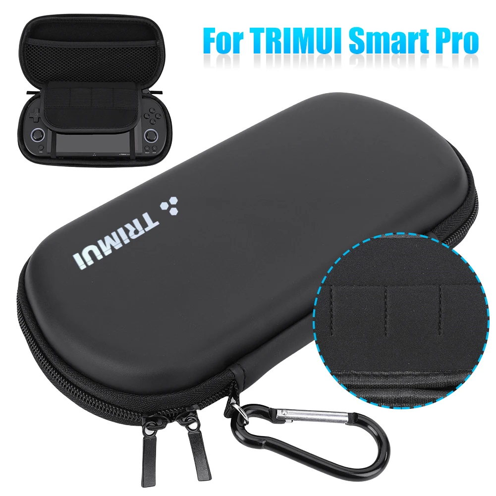 Hard EVA Carrying Case for Trimui Smart Pro Handheld Game Console Silicone Protective Case Storage Bag with Tempered Glass Film