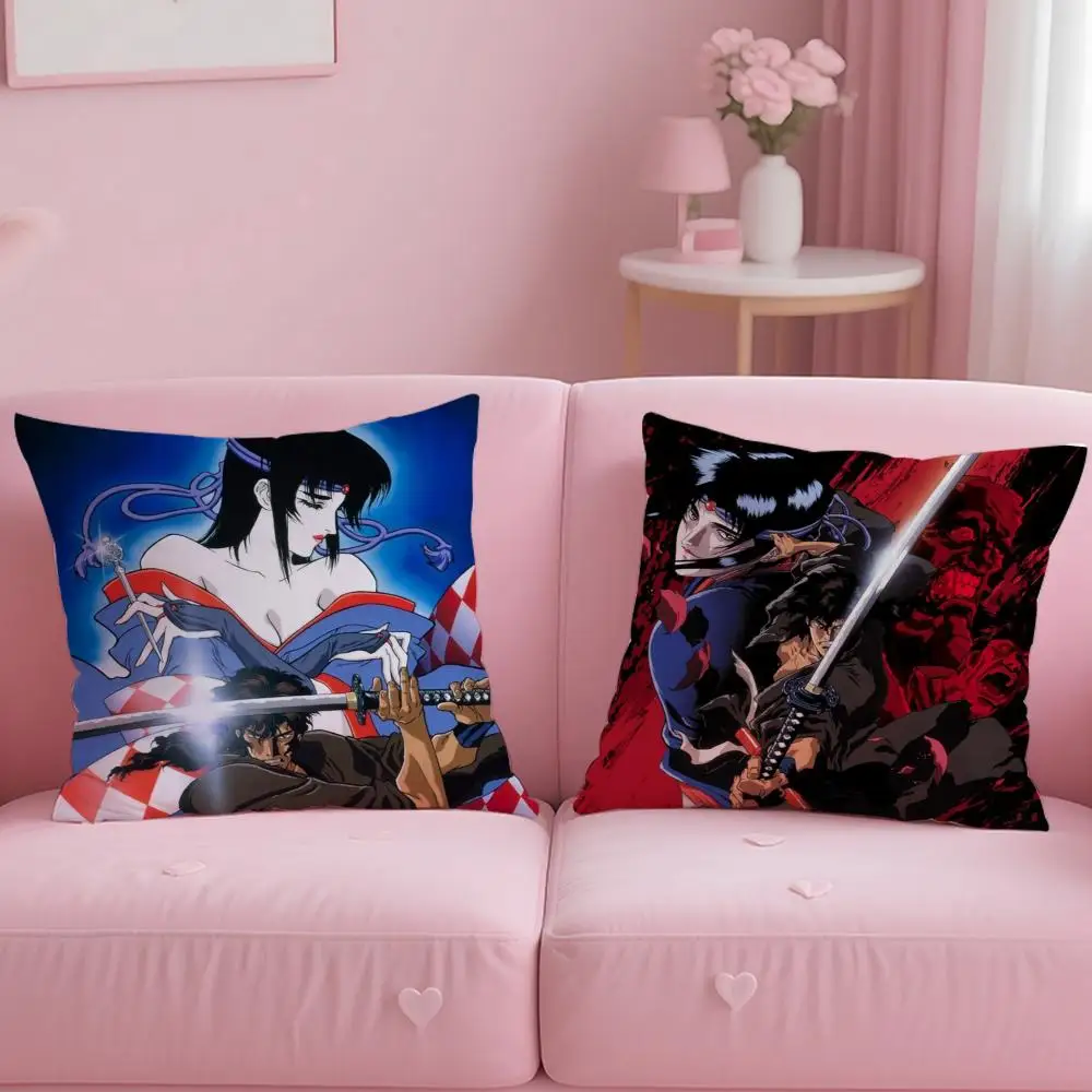 classic anime Ninja Scroll Cushion Cover Soft & Easy-Wash Pillow Case – Versatile for Couch, Bed, Travel and Office