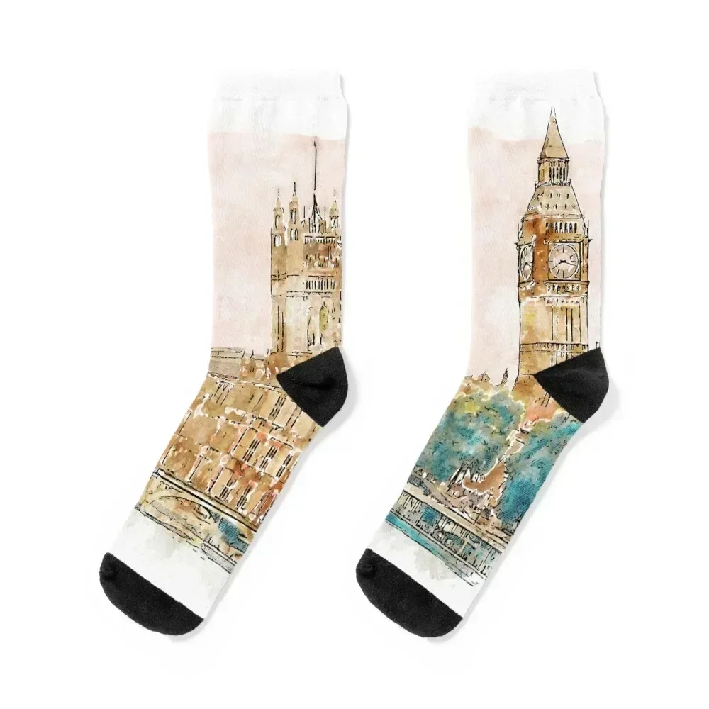 London Cityscape Socks short winter retro hiphop Socks For Man Women's compression cotton hiking Socks Woman Men's