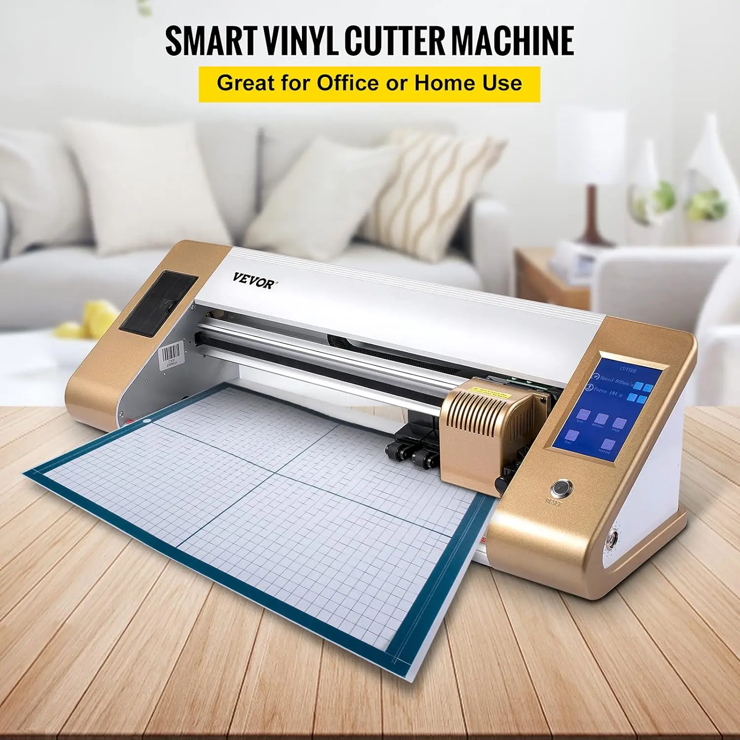 Vinyl Cutter Machine, 18 in / 450 mm Max Paper Feed Cutting Plotter, Automatic Camera Contour Cutting LCD Screen Printer w/Stand