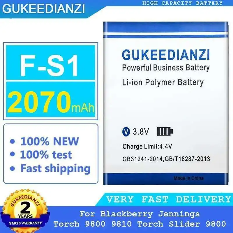 

F-S1 High Compatibility For Blackberry Jennings Torch 9800 9810 Slider Mobile Phone Battery 2070Mah Long-Lasting