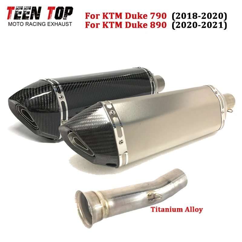 

For KTM Duke 790 Slip-on Exhaust 18-20 Duke 890 20-21 51mm Motorbike Escape Exhaust Titanium Middle Link Pipe 470mm Muffler
