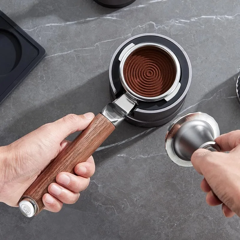 For espresso machine handle 58mm wood handle bottomed extraction stainless steel bottomless fitting with scale
