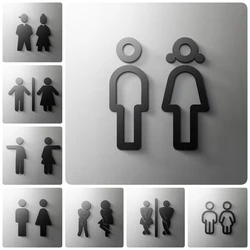 Male & Female Bathroom Sign Acrylic Restroom, Salon, 3D, Toilet, Modern, Minimal, Restaurant, Hotel Door Sign - Self Adhesive