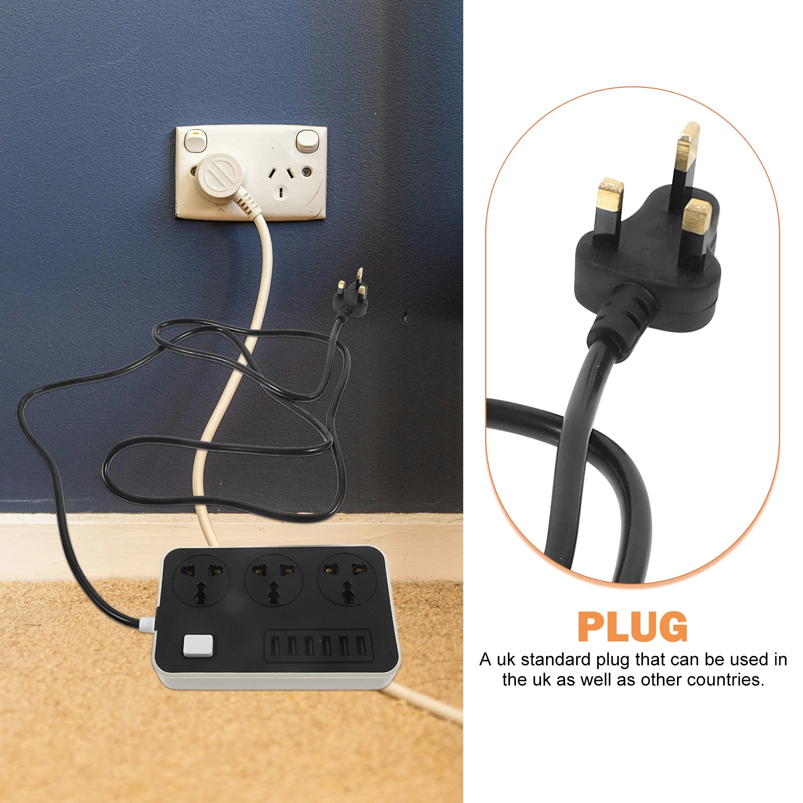 

Multi Functional Plug Board 2M Cable Plug Power Strip Usb Charging Outlet Extension Cord Multiple Sockets