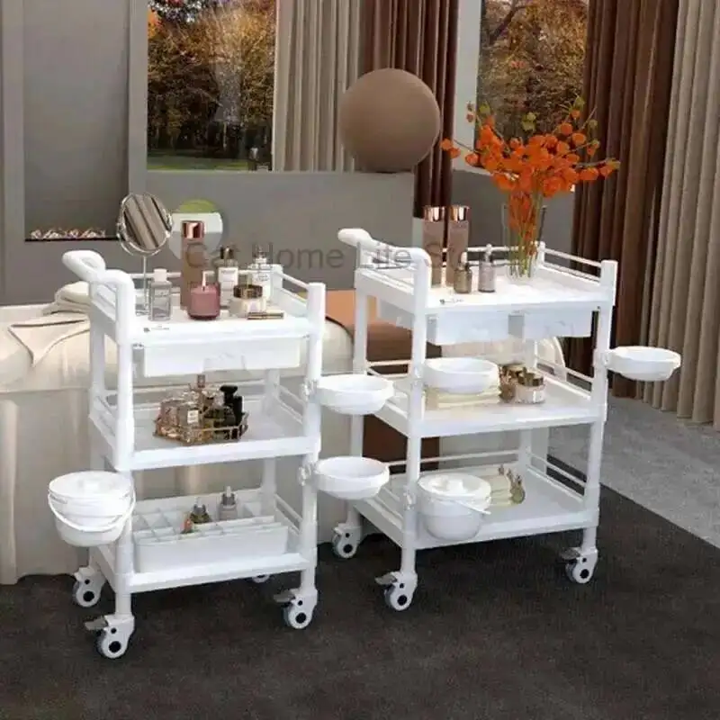 

With Ruedss Furniture Salon Trolleys Aesthetic Beauty Acrylic Luxury Trolley Hairdressing Cabinet Auxiliary Cart Wood Tool Beech