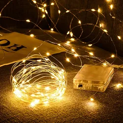 Cobre Wire LED String Lights, guirlandas impermeáveis ao ar livre, festão, fadas Decorações do casamento, Ano Novo, Árvore de Natal, 10m