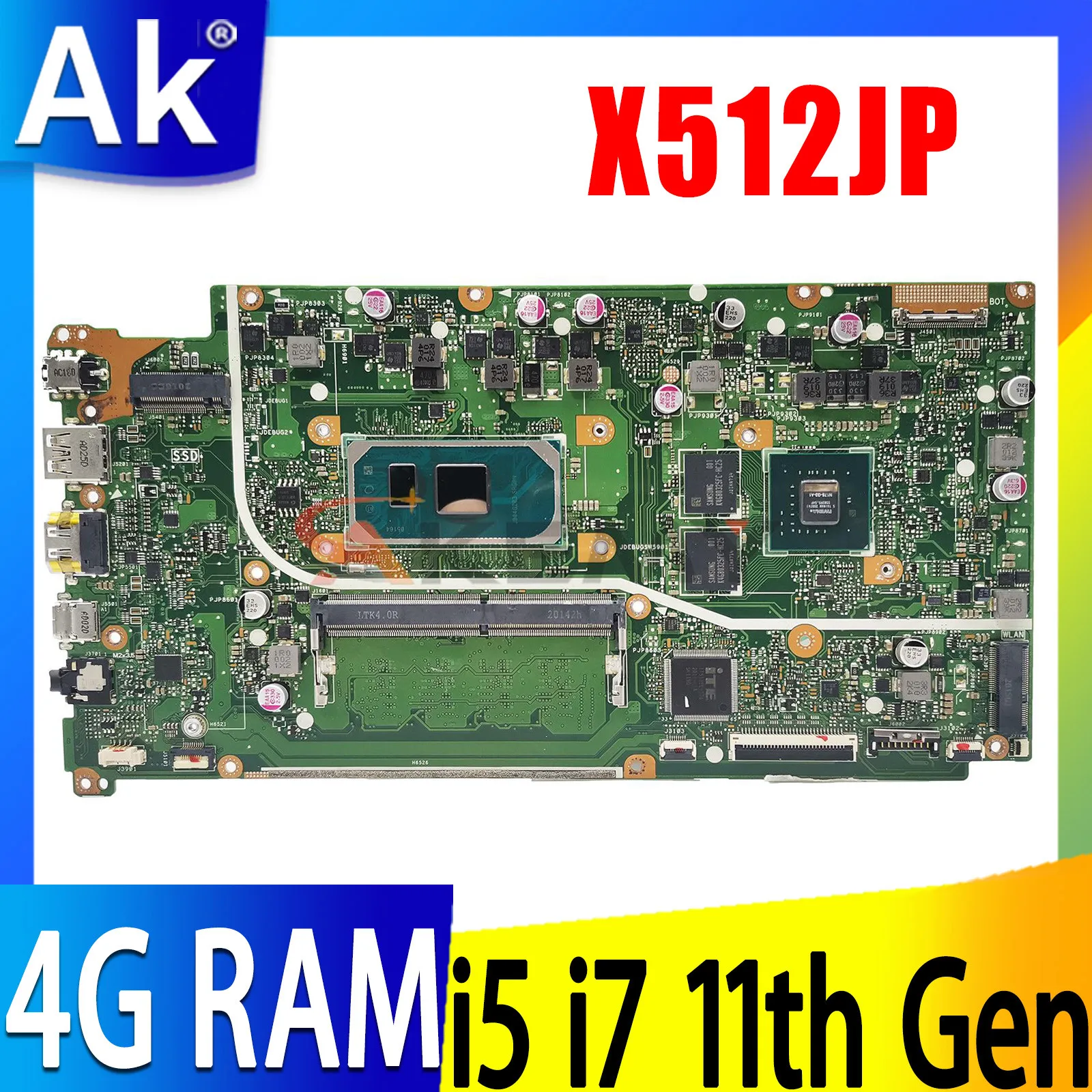 

Шэньчжэнь X512JP Материнская плата Asus VivoBook X512J X512JA V5000J X512JP X512JF V5000JP материнская плата для ноутбука с i5 i7 MX330-2G 4 Гб