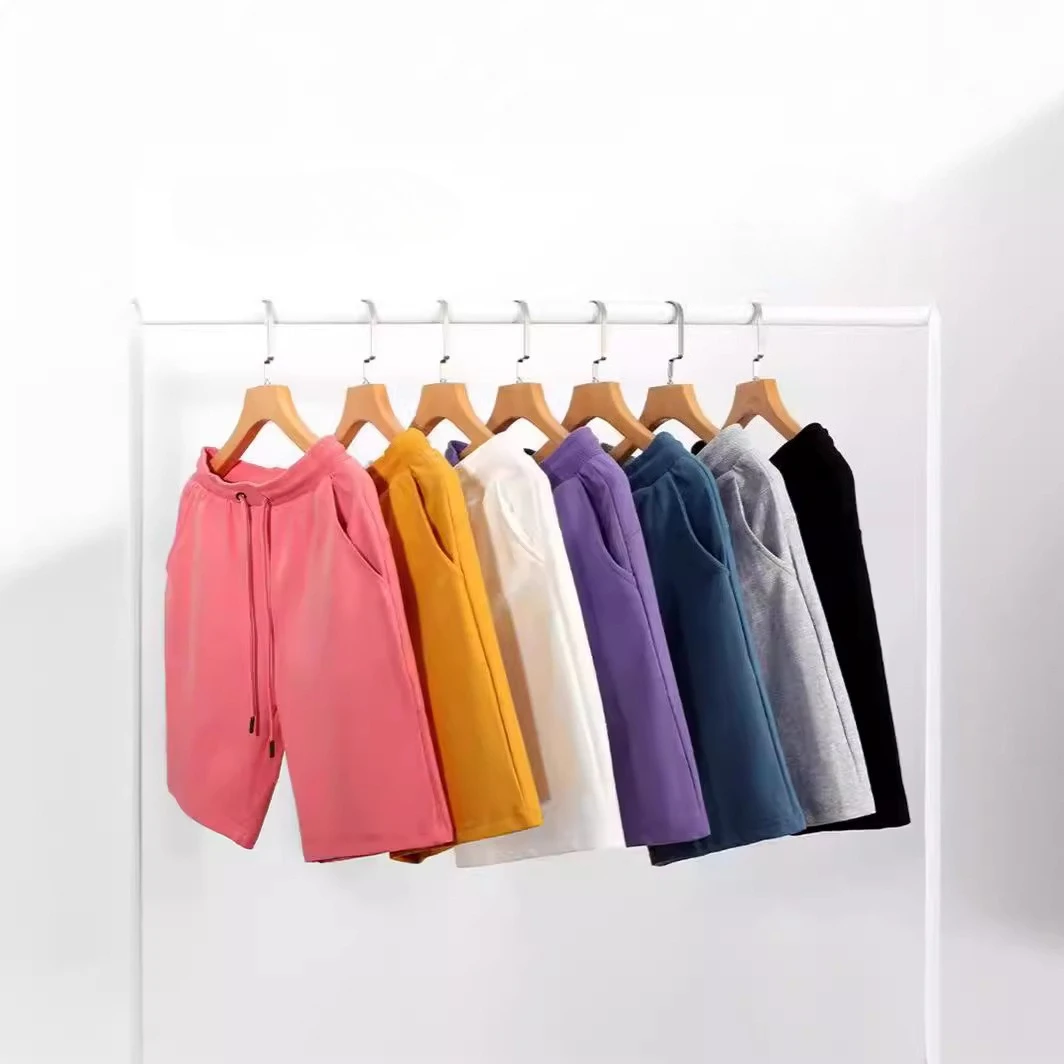 

Шорты из чистого хлопка, свободные повседневные махровые брюки, спортивные мужские шорты, простые универсальные мужские пляжные шорты ярких цветов для мужчин